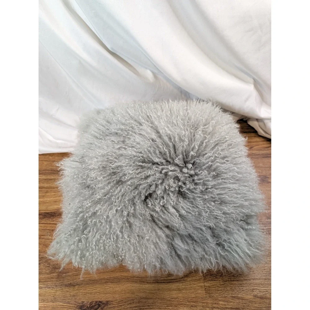 WEST ELM PILLOW Real Mongolian Lamb Fur 16